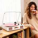 Tocadiscos Bluetooth TE-2017 con grabación USB, ecualizador y salida RCA.