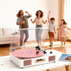Tocadiscos Bluetooth TE-2017 con grabación USB, ecualizador y salida RCA.