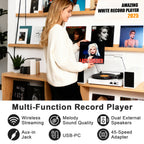Sistema de tocadiscos TE-003 con altavoces externos, Bluetooth y grabación USB.