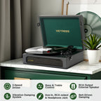 TE-108D Retro Portable Turntable and Stereo Speaker System