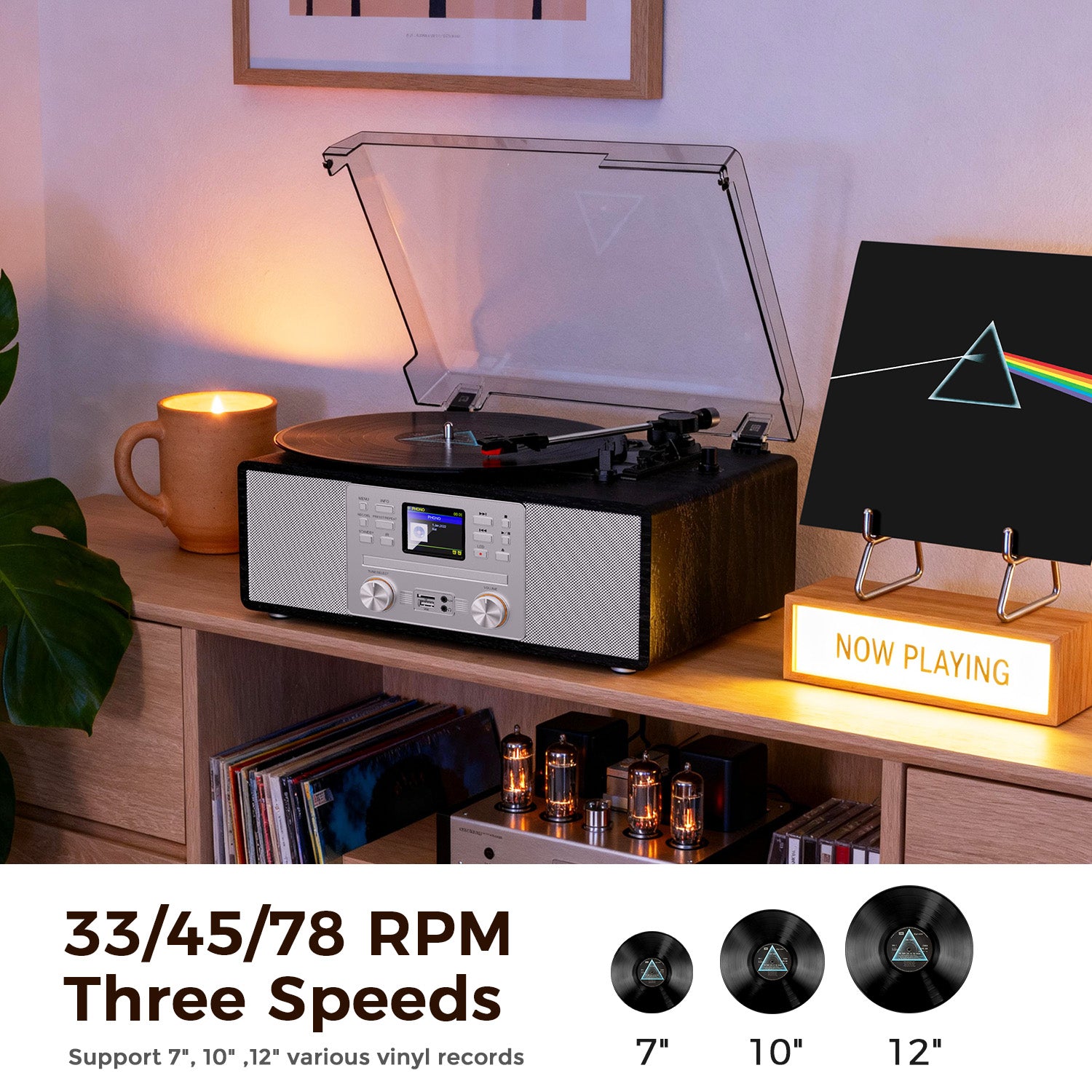 TE-108S All-in-One Stereo System CD Bluetooth and Vinyl