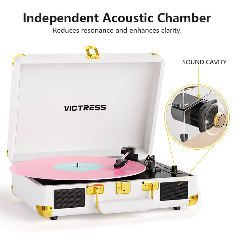 TE-2021 Bluetooth 5.0 Portable Turntable USB Recording and Speakers