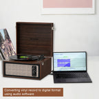 Tocadiscos de pie TE-2015C rosa con 4 altavoces, alta fidelidad, conexión USB y grabación en PC.