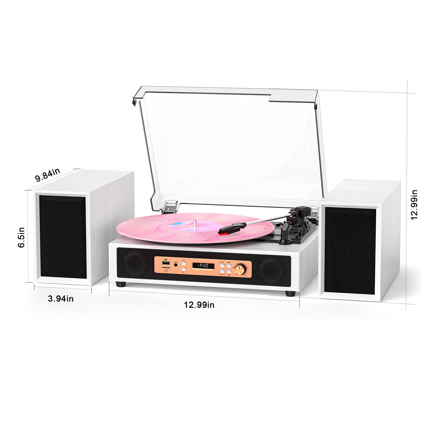 TE-2033B All-in-One Hi-Fi Turntable with 4+2 Speaker System and USB Recording