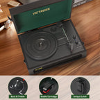 TE-108D Retro Portable Turntable and Stereo Speaker System