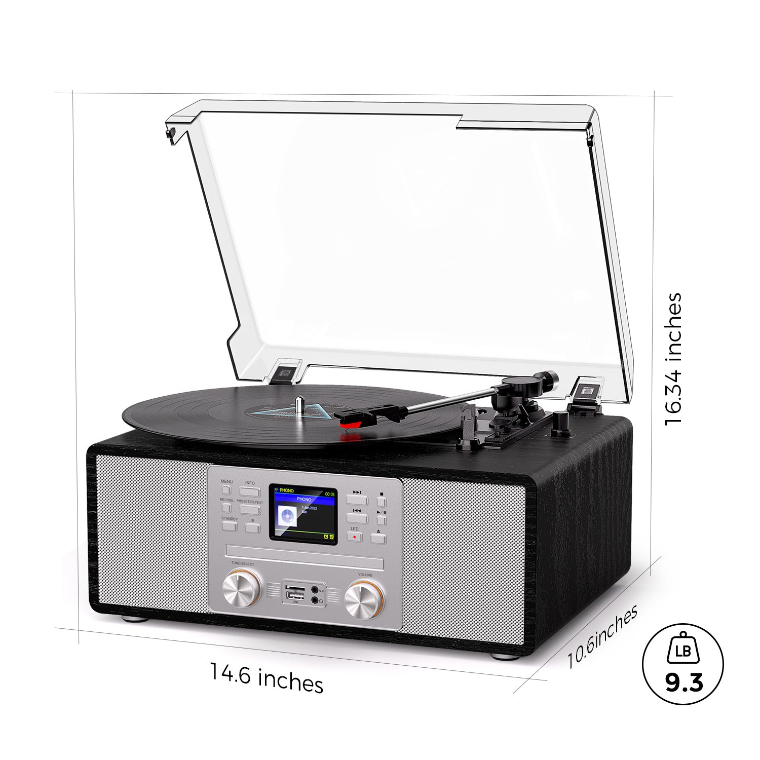 TE-108S All-in-One Stereo System CD Bluetooth and Vinyl