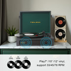 TE-108D Retro Portable Turntable and Stereo Speaker System