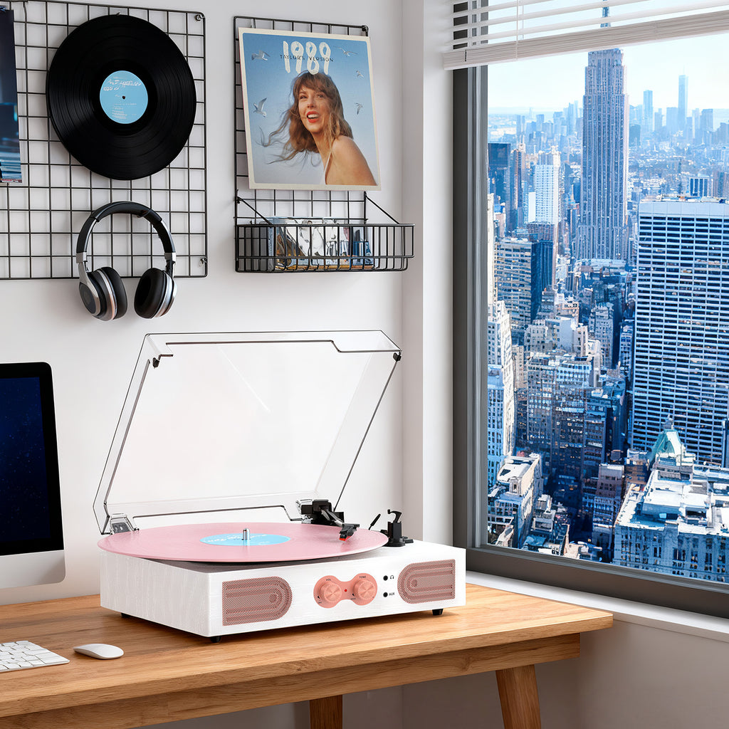 Vintage Bluetooth Record Player with Built-in Speakers