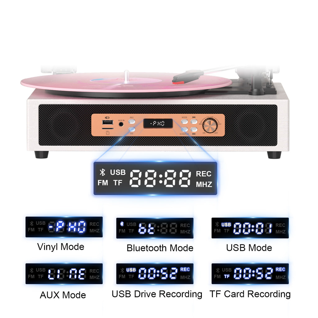 TE-2033B All-in-One Hi-Fi Turntable with 4+2 Speaker System and USB Recording