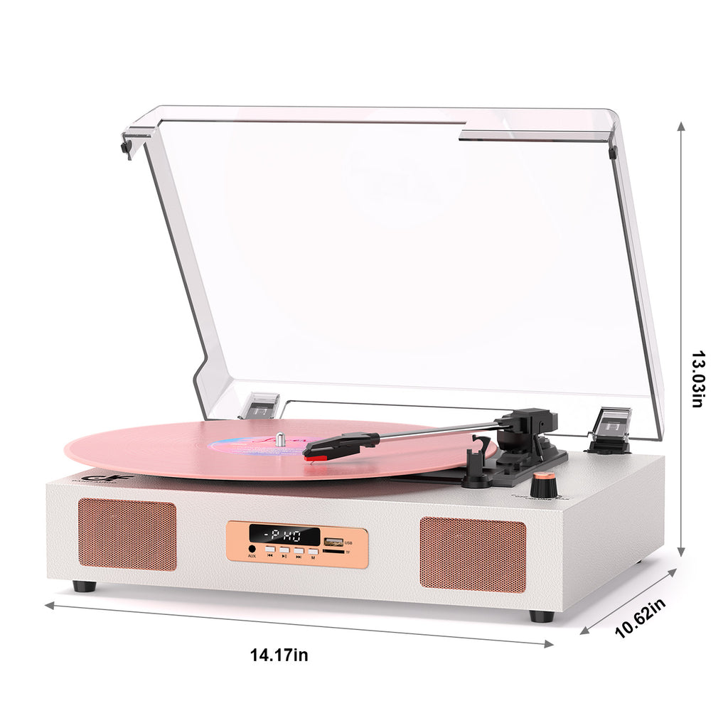 Tocadiscos Bluetooth TE-2017 con grabación USB, ecualizador y salida RCA.