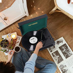 TE-108D Retro Portable Turntable and Stereo Speaker System