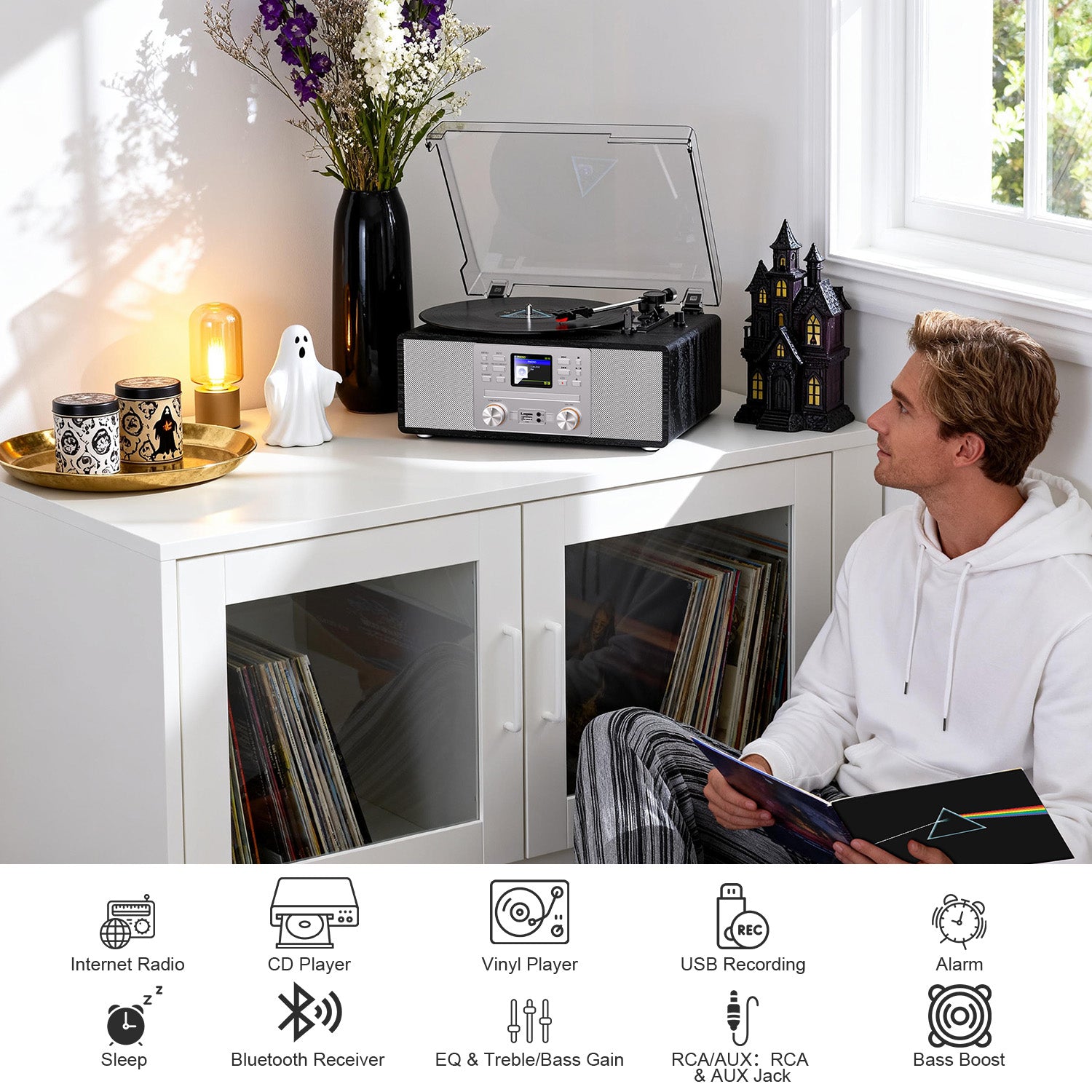 TE-108S All-in-One Stereo System CD Bluetooth and Vinyl