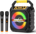 Karaoke Machine. 30W Karaoke Machine for Adults. Portable Karaoke Machine with 2 Wireless Microphones. LED Lights Speaker with Microphone. Supports TF/SD/USB. AUX in. FM. REC for Party - VICTRESS