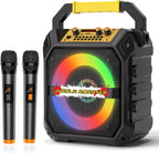 Karaoke Machine. 30W Karaoke Machine for Adults. Portable Karaoke Machine with 2 Wireless Microphones. LED Lights Speaker with Microphone. Supports TF/SD/USB. AUX in. FM. REC for Party - VICTRESS