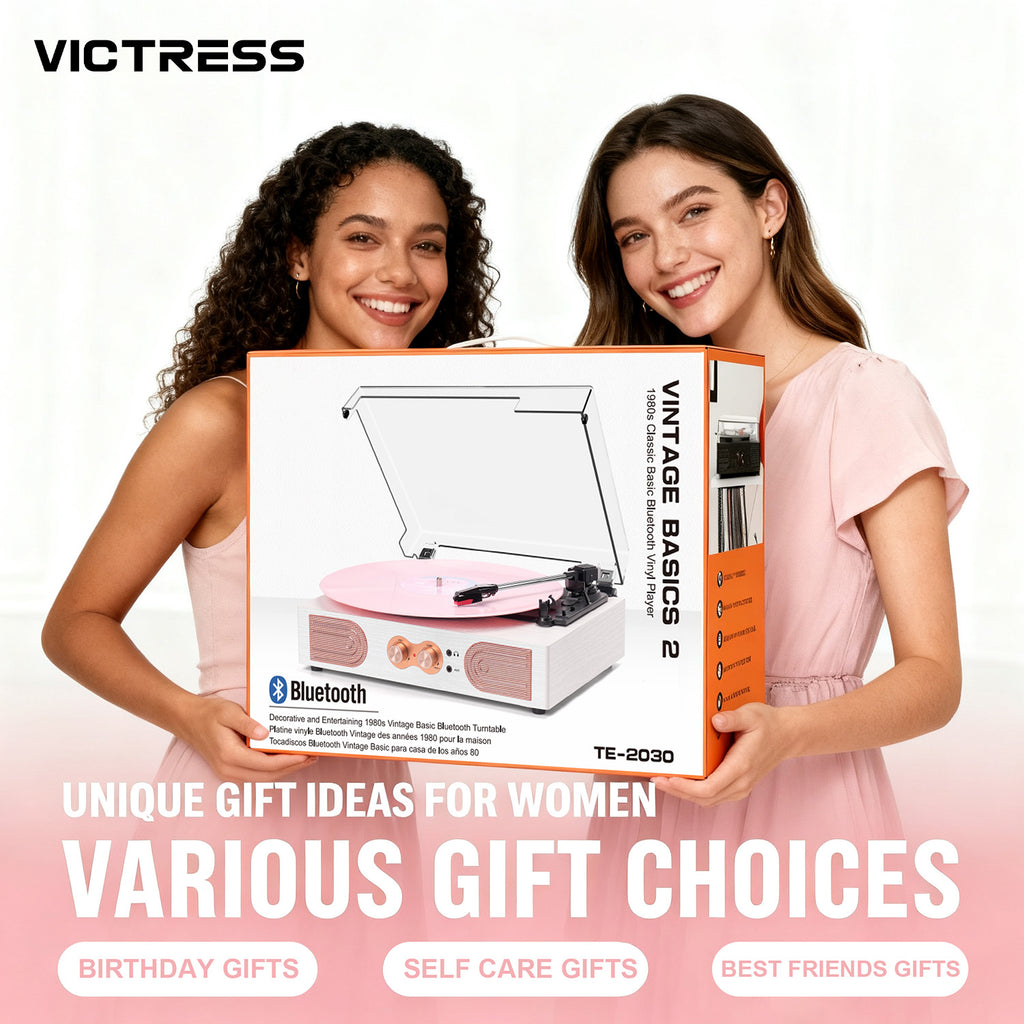 Vintage Bluetooth Record Player with Built-in Speakers