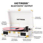 Tocadiscos portátil TE-2021 con Bluetooth 5.0, grabación USB y altavoces.