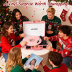 TE-2026 Pink Portable Turntable USB Recording and Bluetooth