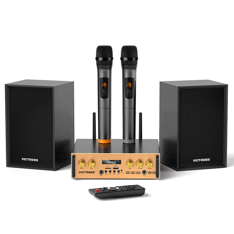Amplificador Bluetooth Hi-Fi Victress AH001 de 450 W con micrófonos inalámbricos