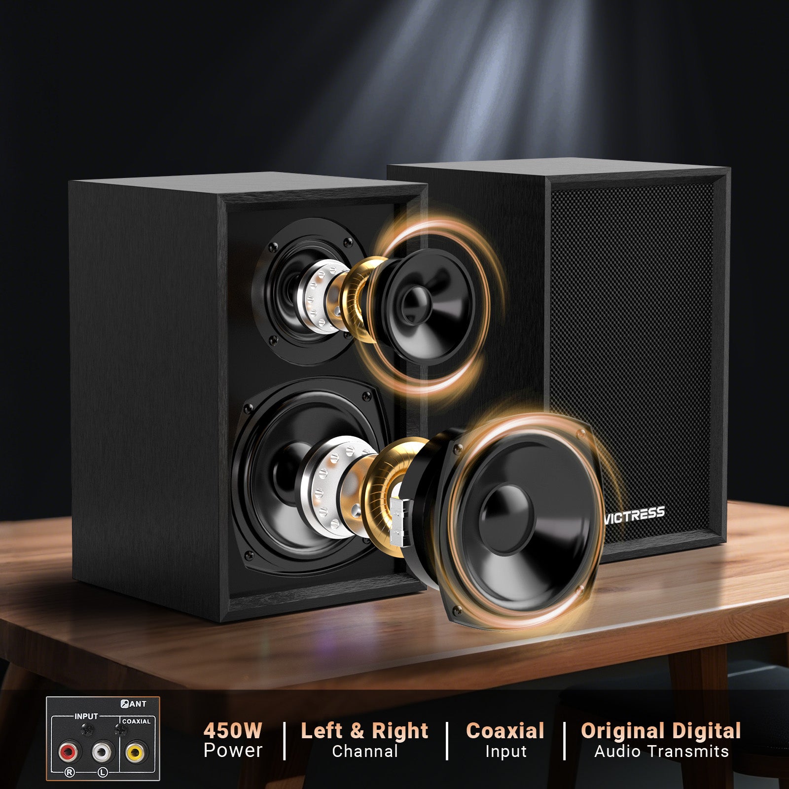 Victress AH001 450W Hi-Fi Bluetooth Amplifier with Wireless Microphones