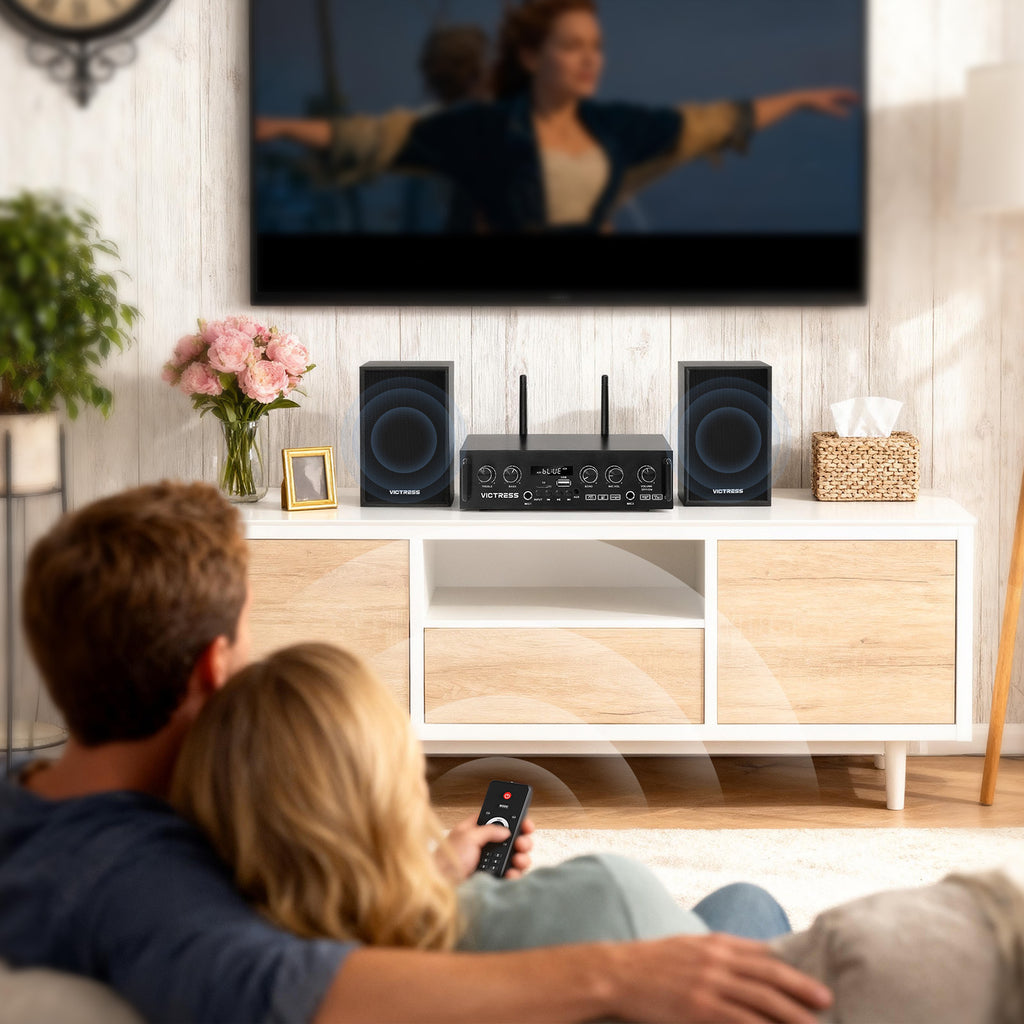 Victress AH001 450W Hi-Fi Bluetooth Amplifier with Wireless Microphones