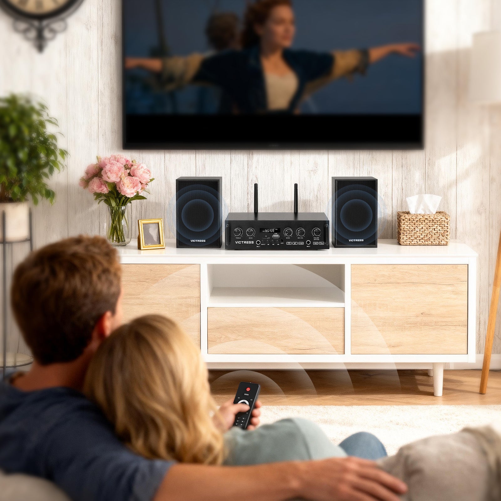 Victress AH001 450W Hi-Fi Bluetooth Amplifier with Wireless Microphones