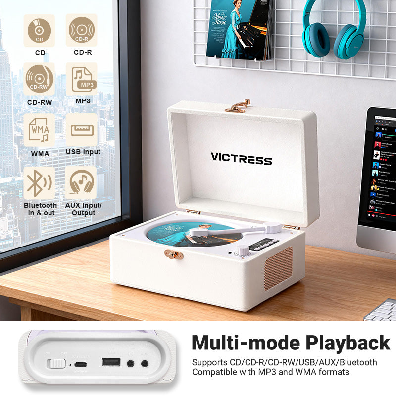 CD-001 All-in-One CD Player 360° Hi-Fi Surround Sound and Remote