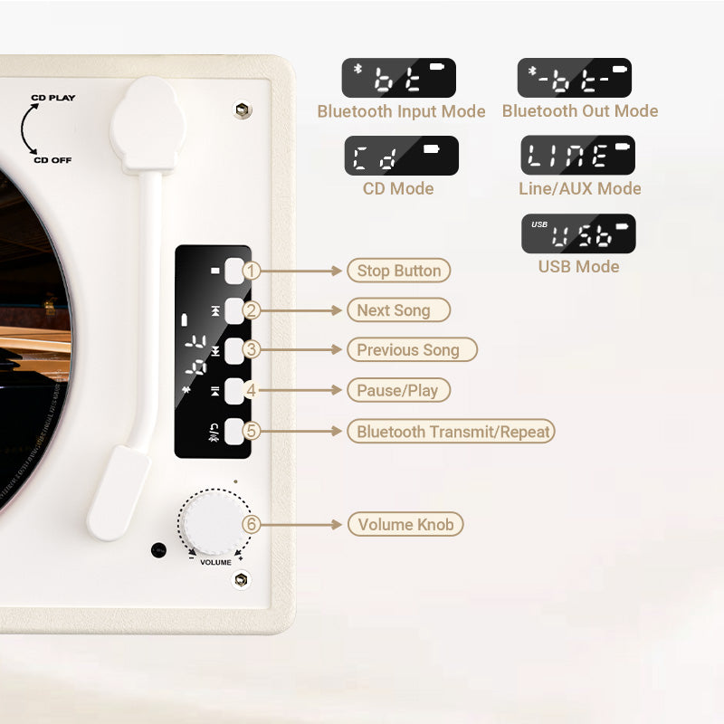 CD-001 Rechargeable Bluetooth CD Player with Remote