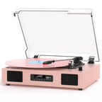 Tocadiscos Bluetooth TE-2017 con grabación USB, ecualizador y salida RCA.