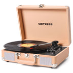 Tocadiscos portátil TE-2021 con Bluetooth 5.0, grabación USB y altavoces.