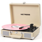 Tocadiscos portátil TE-2021 con Bluetooth 5.0, grabación USB y altavoces.