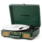 Tocadiscos portátil TE-2021 con Bluetooth 5.0, grabación USB y altavoces.