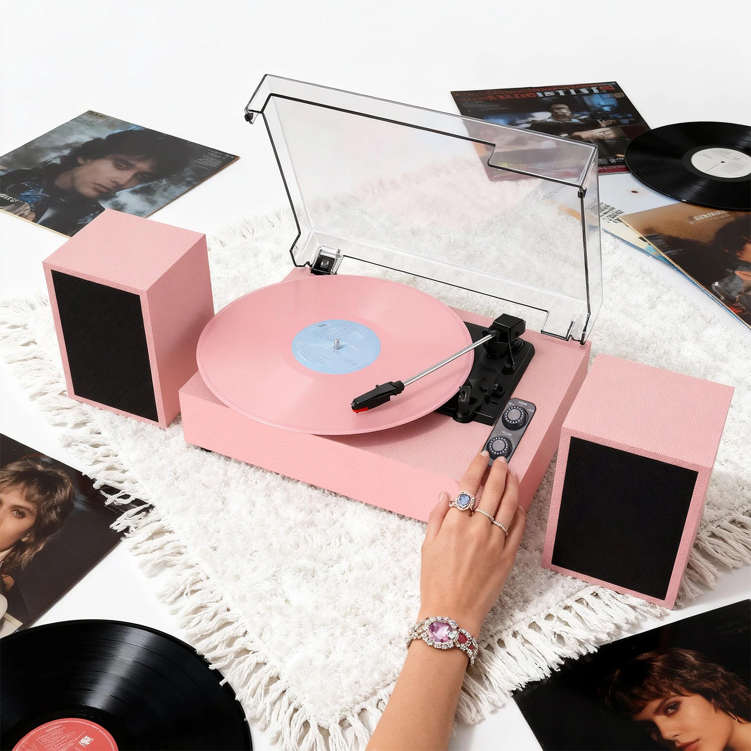 TE-2028C 3-Speed Turntable with External Stereo Speakers and Bluetooth