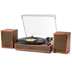 Sistema de tocadiscos TE-2028 de 3 velocidades con transmisión por correa y altavoces estéreo externos.