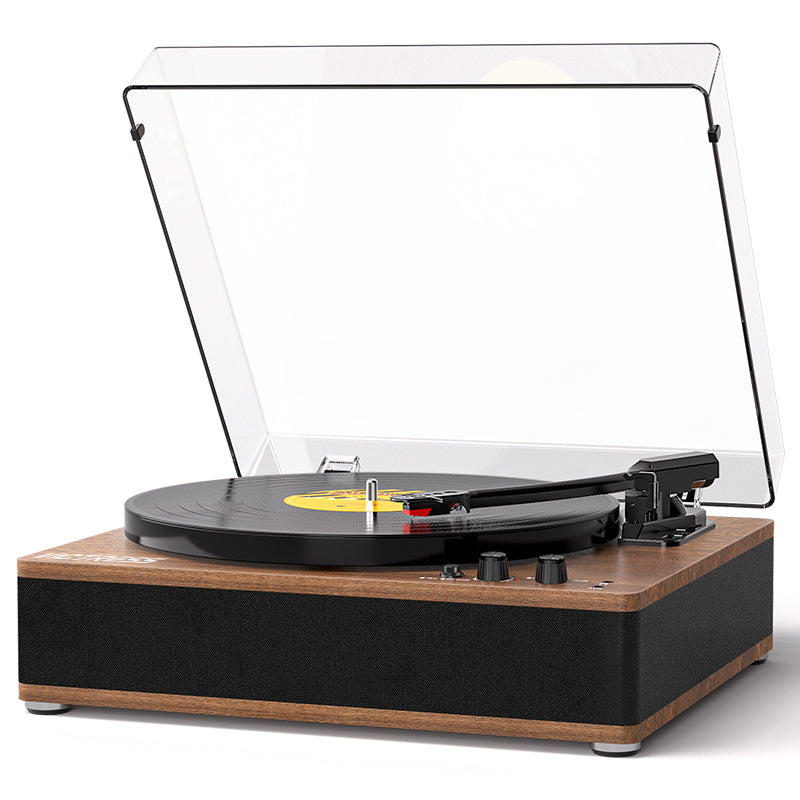Tocadiscos de tamaño completo TE-3008 con contrapeso ajustable y salida Bluetooth.