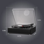 Tocadiscos de tamaño completo TE-3008 con contrapeso ajustable y salida Bluetooth.