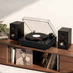 Tocadiscos de tamaño completo TE-3008 con contrapeso ajustable y salida Bluetooth.